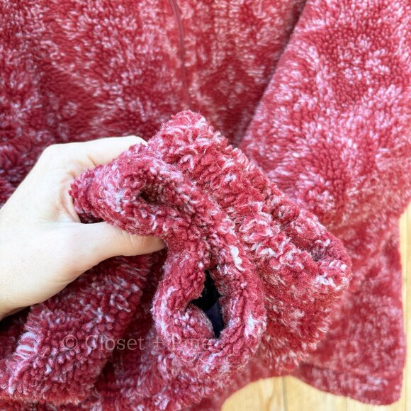 Patagonia‎ Glissade Deep Pile Fleece Pullover Kimono Red Size Large Vintage 90's - Picture 9 of 14